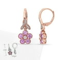 thumbnail image 5 of Pink Sapphire and 0.12 CT. T.W. Diamond Floral Dangle Earrings in 14K Gold, 5 of 5