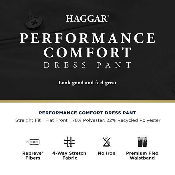 Haggar Dress Pants Black 3230:- Black, 32x30