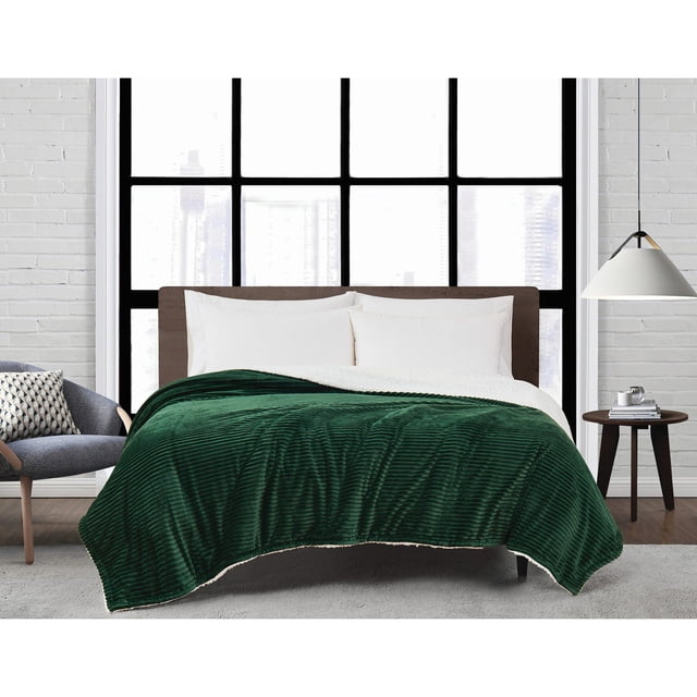 London Fog Plush Corduroy Bed Blanket, Assorted Sizes