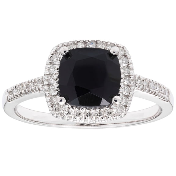 Cushion Cut Gemstone & 0.18 CT.T.W. Halo Diamond Ring in 14K Gold