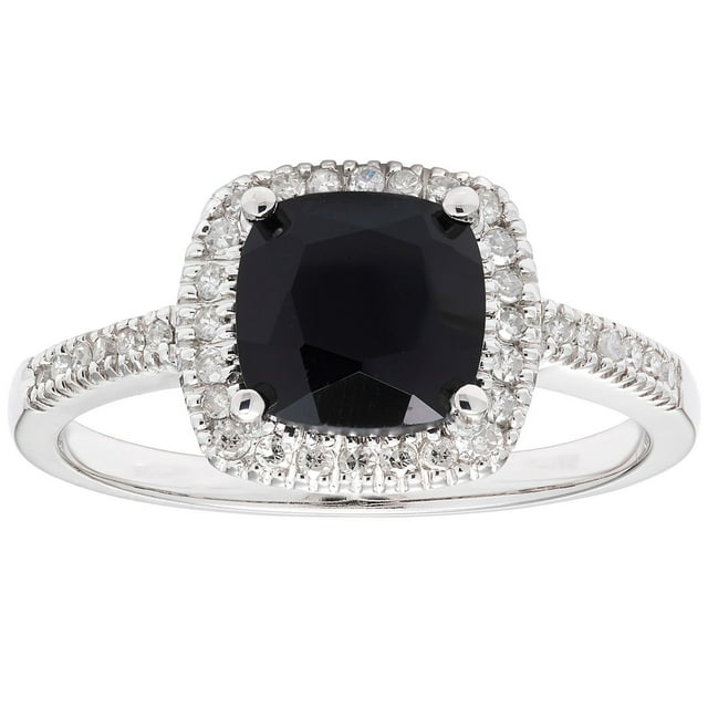 Cushion Cut Gemstone & 0.18 CT.T.W. Halo Diamond Ring in 14K Gold