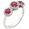thumbnail image 2 of Round Cut 3 Stone Gemstone and 0.19 CT. T.W. Halo Diamond Ring in 14K Gold, 2 of 3