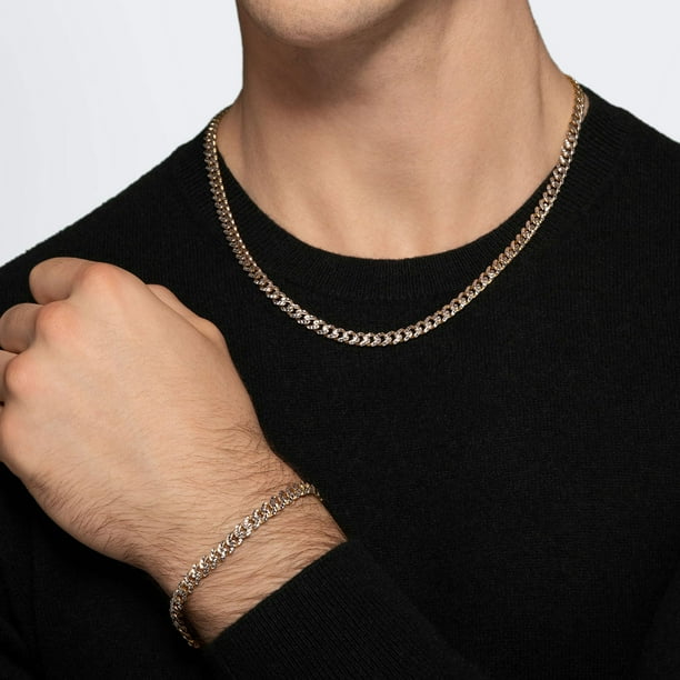 Miami Cuban Pave Chain Necklace in 14K Two-Tone Gold