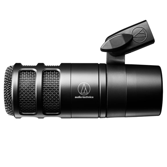 Audio-Technica AT2040 Dynamic Wired Hypercardioid Microphone for Podcasts with XLR-M Pin, Pivoting Stand Mount, Mount Adapter & Pouch