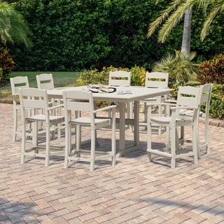 POLYWOOD Gulf Shores Farmhouse Trestle Counter Arm Chair Set, 9pc