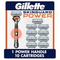 thumbnail image 1 of Gillette SkinGuard Men's Powered Handle + 10 Blade Cartridges, 1 of 8