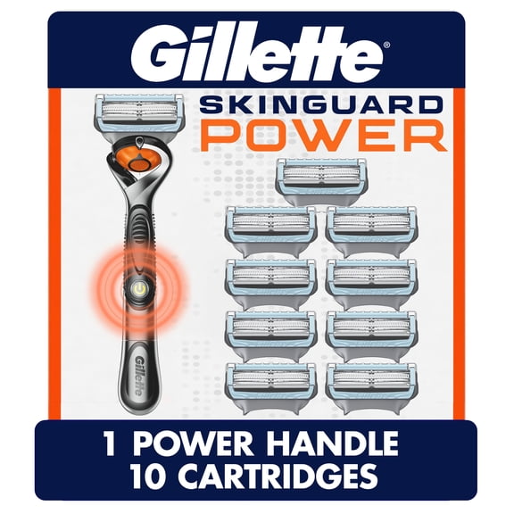 Gillette SkinGuard Men's Powered Handle + 10 Blade Cartridges