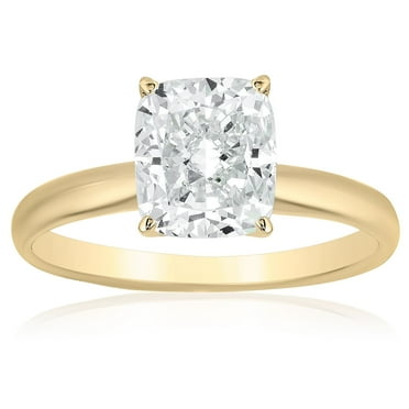 Cushion Cut Solitaire Diamond Ring in 18K Gold