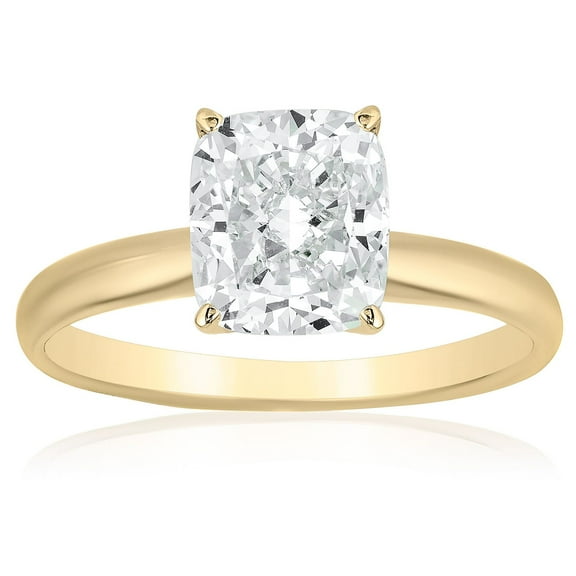 Cushion Cut Solitaire Diamond Ring in 18K Gold