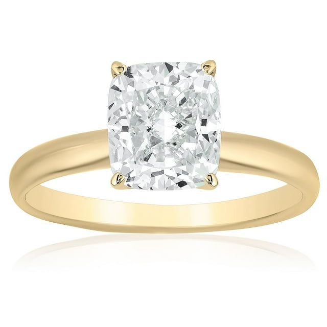 Cushion Cut Solitaire Diamond Ring in 18K Gold