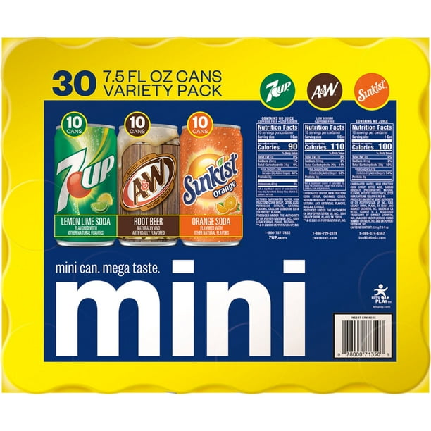 7UP, A&W Root Beer and Sunkist Variety Pack 7.5 fl. oz., 30 pk