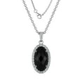 thumbnail image 2 of Treated Onyx & Lab Created White Sapphire Dangle Earrings & Pendant Necklace Set in Sterling Silver, 2 of 7
