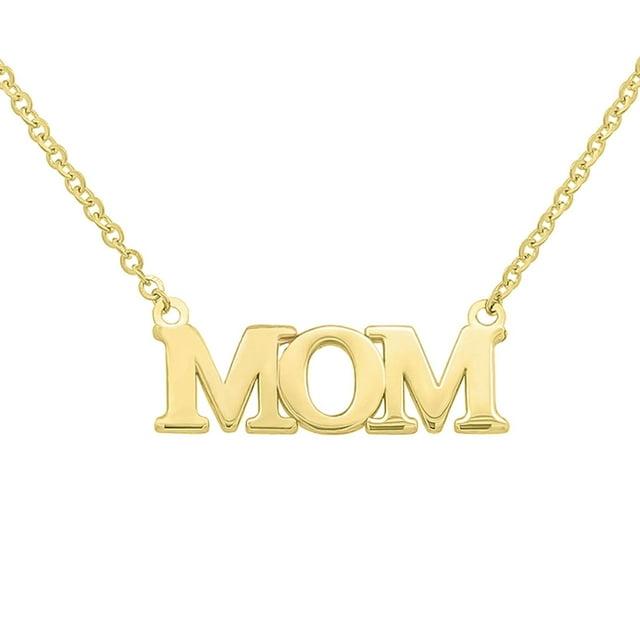 Mom Script Pendant Necklace in 14K Gold