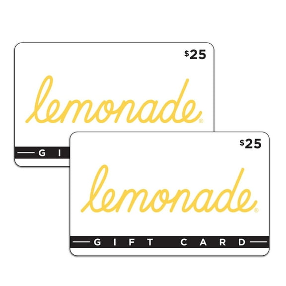 Lemonade $50 Gift Card Multi-Pack, 2 x $25