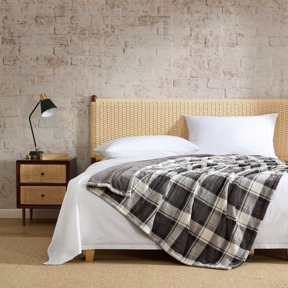 Eddie Bauer Reversible Plaid Heated Plush Throw Blanket, 60"x70"