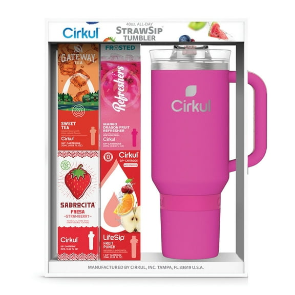 Cirkul 40oz Raindrop Tumbler Starter Kit + 4 Flavor Cartridges