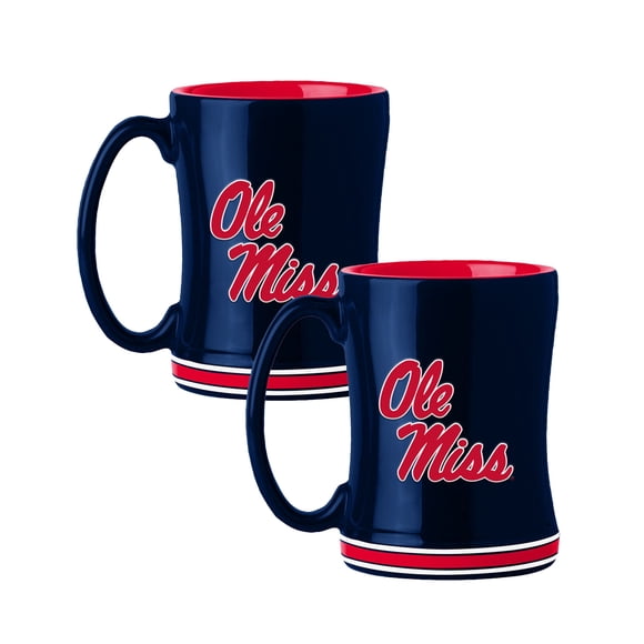 Logo Brands Ole Miss Rebels 14oz Relief Mug Set