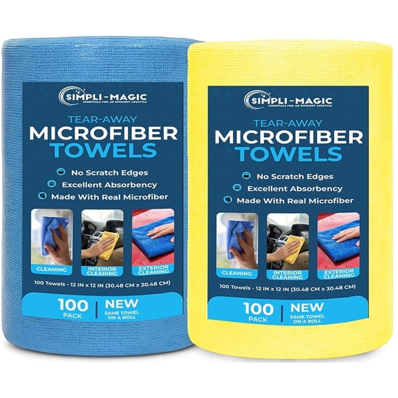 Simpli-Magic Tear Away Microfiber Towel Roll (200 or 1200 Count)