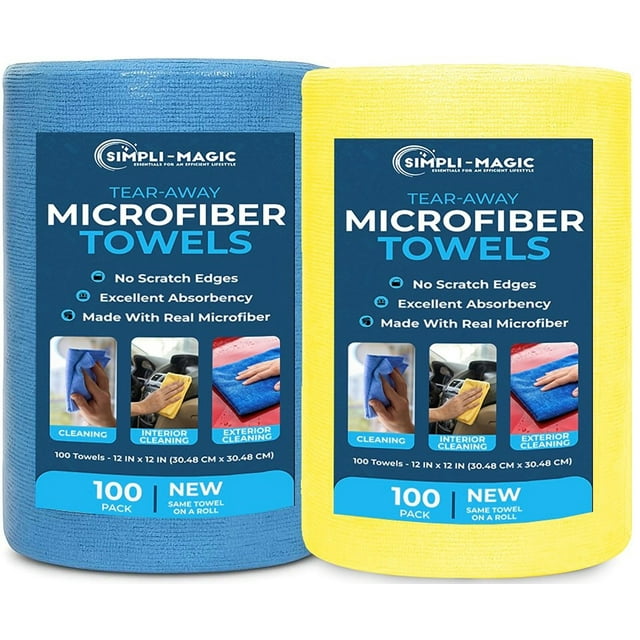 Simpli-Magic Tear Away Microfiber Towel Roll (200 or 1200 Count)