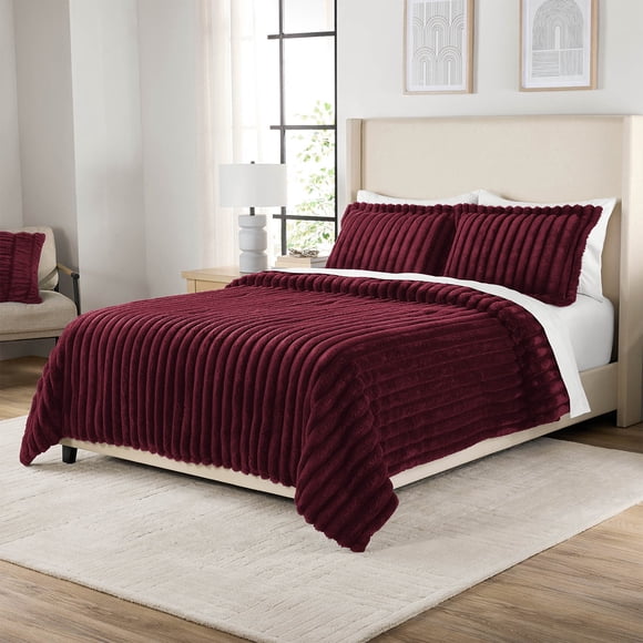 Member's Mark 3-Piece Channel Faux Fur Comforter Set, Assorted Sizes