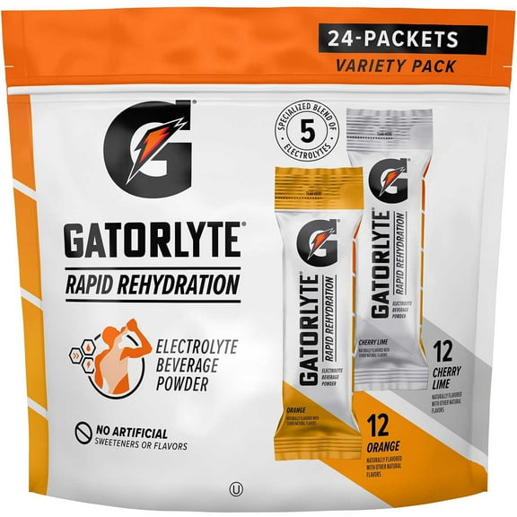 Gatorlyte Rapid Rehydration Electrolyte Beverage Powder Variety Pack, 24 pk.