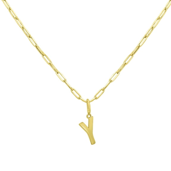 Initial Paperclip Chain Pendant Necklace in 14K Gold