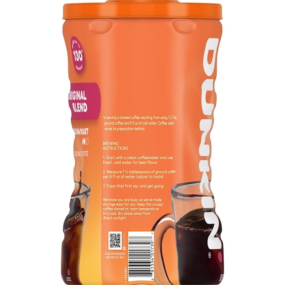 Dunkin' Medium Roast Ground Coffee, Original Blend, 40 oz.