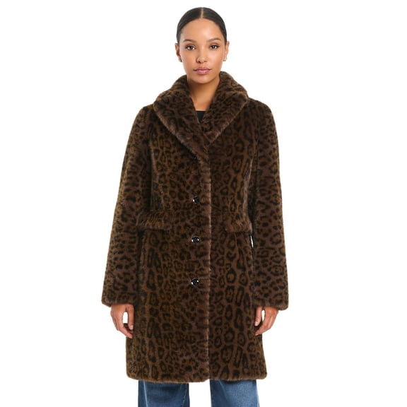 Vince Camuto Womens Faux Fur Coat