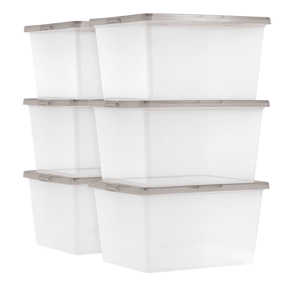 IRIS USA 24.5 Qt Clear Snap-Top Storage Box, 6 Piece Set