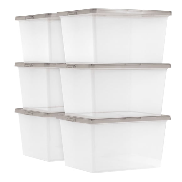 IRIS USA 24.5 Qt Clear Snap-Top Storage Box, 6 Piece Set