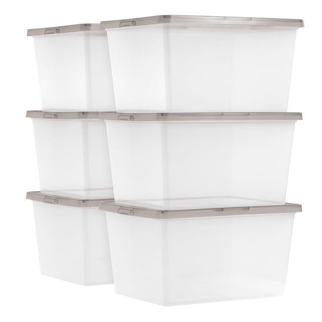 IRIS USA 24.5 Qt Clear Snap-Top Storage Box, 6 Piece Set