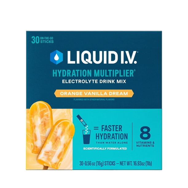 Liquid I.V. Hydration Multiplier Electrolyte Powder, Orange Vanilla Dream 0.56 oz., 30 pk. Liquid I.V. Hydration Multiplier Electrolyte Powder, Orange Vanilla Dream 0.56 oz., 30 pk.