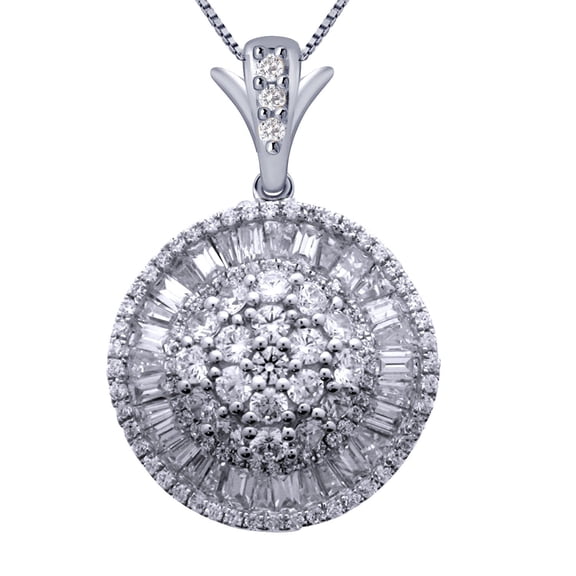 2.00 ct. t.w. Round and Baguette Ballerina Pendant Necklaces in 14K Gold