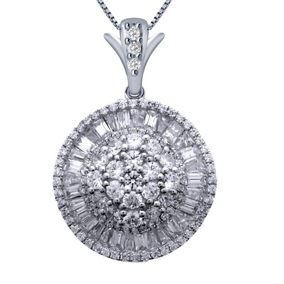2.00 ct. t.w. Round and Baguette Ballerina Pendant Necklaces in 14K Gold