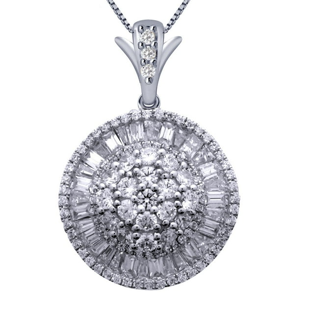 2.00 ct. t.w. Round and Baguette Ballerina Pendant Necklaces in 14K Gold