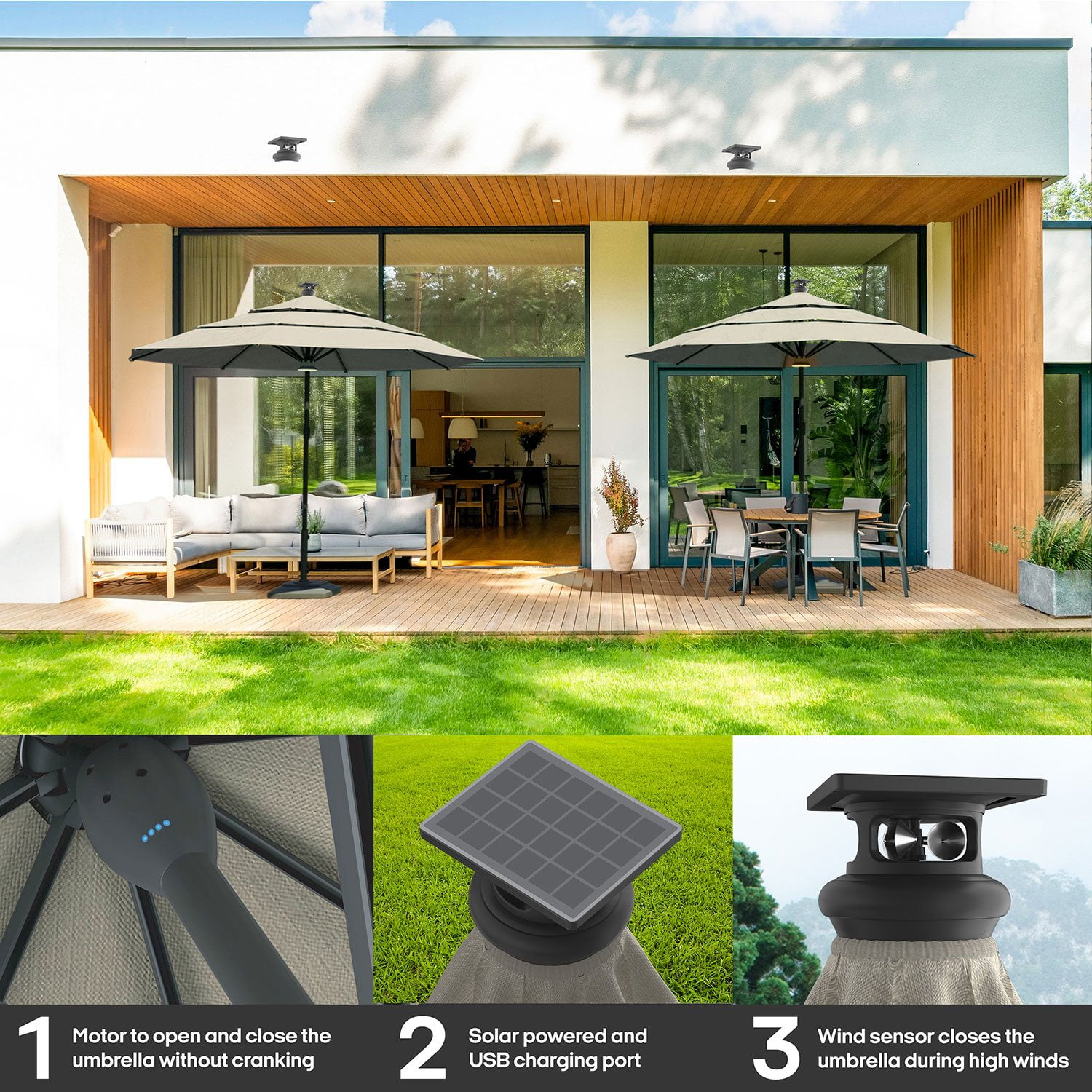 13 foot patio umbrellas Polaris 13-Foot Cantilever Umbrella with Base - Treasure Garden Commer