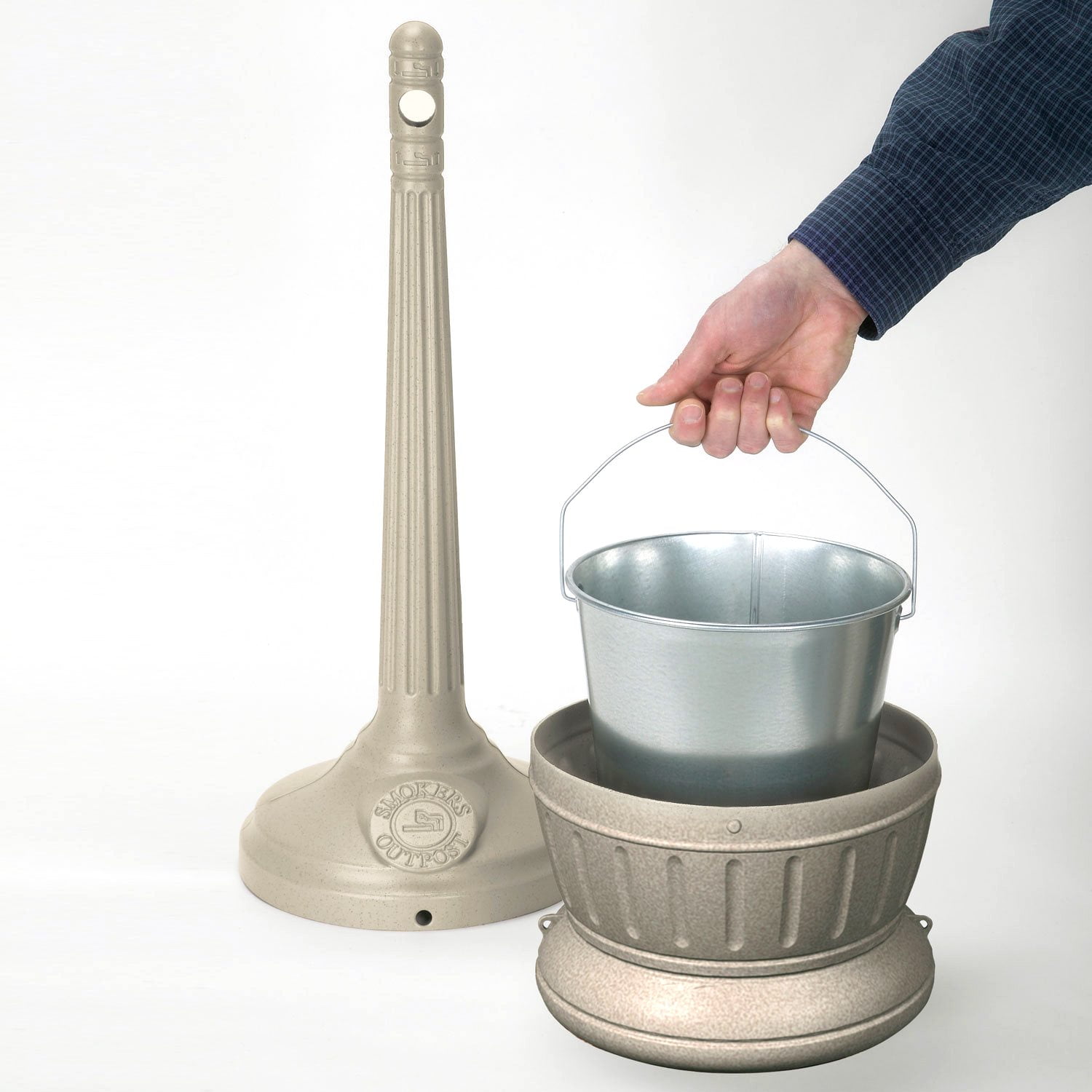 Smoker's Outpost Patio Cigarette Receptacle - Beige