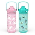 thumbnail image 1 of Zak Designs 14-oz. Stainless Steel Double Wall Beacon Straw Bottle for Kids, 2-Piece Set (Choose Color), 1 of 9