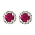 thumbnail image 2 of Round Cut Gemstone & 0.28 CT. T.W. Halo Diamond Stud Earrings in 14K Gold, 2 of 4
