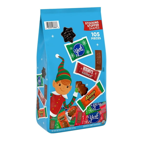 HERSHEY'S Stocking Stuffers, Christmas Variety Pack Candy, Snack Size, 105 pcs.