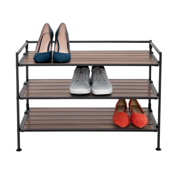 Seville Classics 3-Tier Resin Slat Shoe Rack, 26.5" W x 12.2" D x 19" H Assorted Colors
