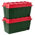 thumbnail image 1 of Member's Mark 64 Gallon Heavy-Duty Red & Green Wheeled Latch Storage Tote, 21.1" D x 46.5" W x 23.2" H, 1 of 7
