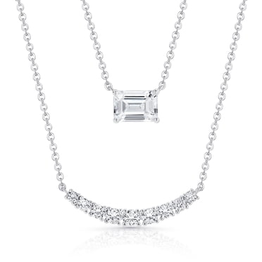 Set of Lab Created White Sapphire Pendants in Sterling Silver