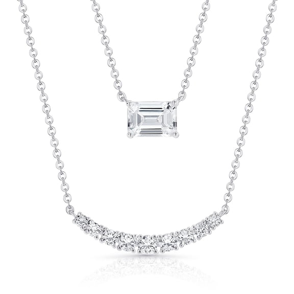 Set of Lab Created White Sapphire Pendants in Sterling Silver