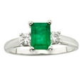 thumbnail image 1 of Emerald Cut Natural Gemstone & 0.20 CT. T.W. 3-Stone Diamond Ring in 14K Gold, 1 of 6