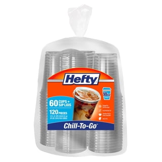 Hefty Chill-To-Go Clear Plastic Cups with Sip Lids, 18 oz., 60 ct.