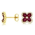 thumbnail image 1 of Oval Cut Gemstone & 0.35 CT.T.W. Diamond Clover Stud Earrings in 14K Gold, 1 of 3