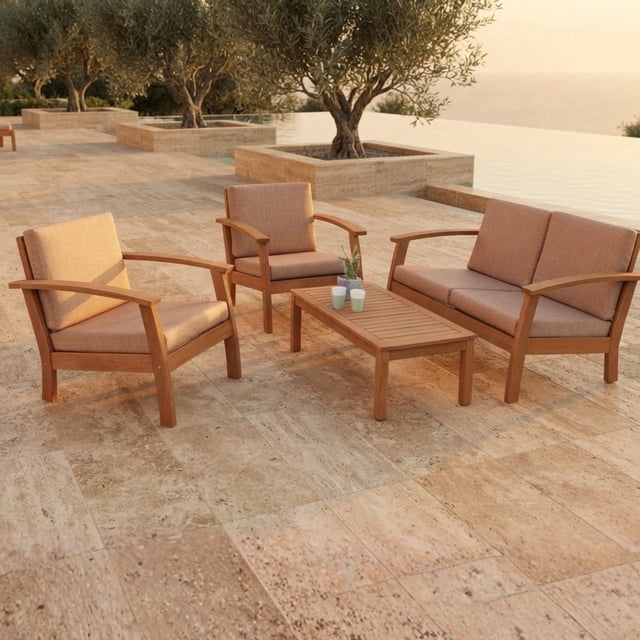 Amazonia Valencia Eucalyptus Deep Seating Set, 4pc