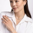 thumbnail image 6 of Lab Created White Sapphire Round Cut Gemstone Inside Out Huggie Hoop Earrings in Sterling Silver, 6 of 7