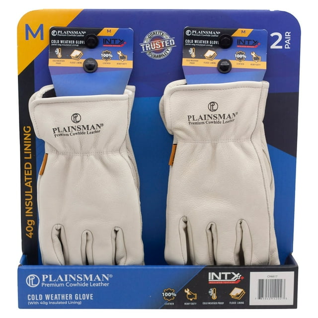 Plainsman Fleece-Lined Cowhide Leather Work Gloves (2 pk.)